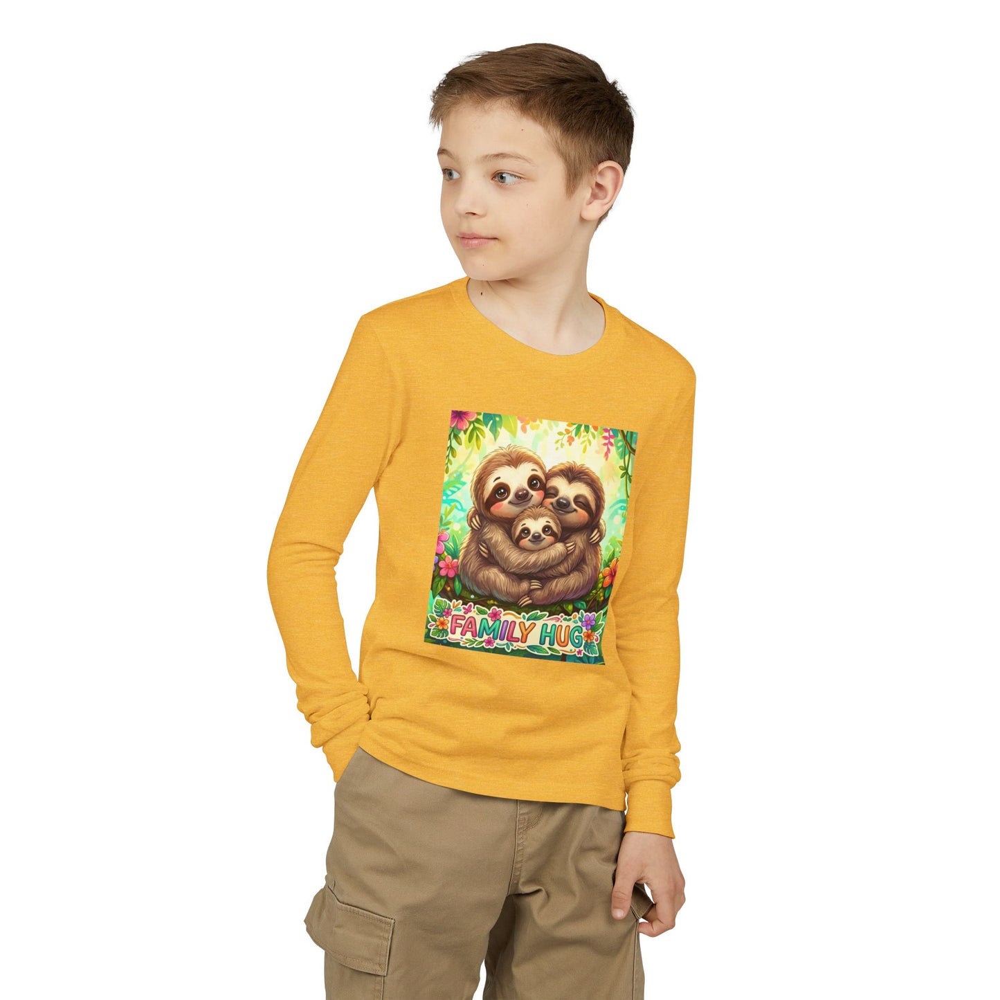 Family Hug Sloth Youth Jersey Long Sleeve Tee