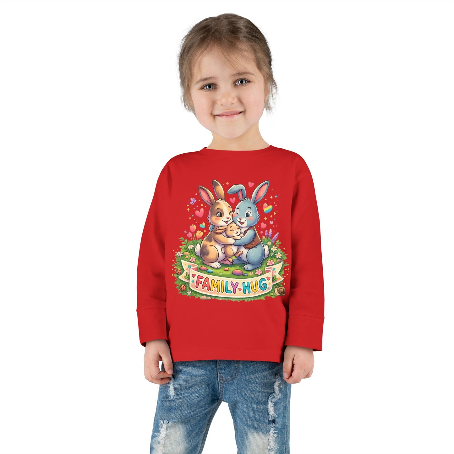 Family Hug Bunny Toddler Long Sleeve Tee