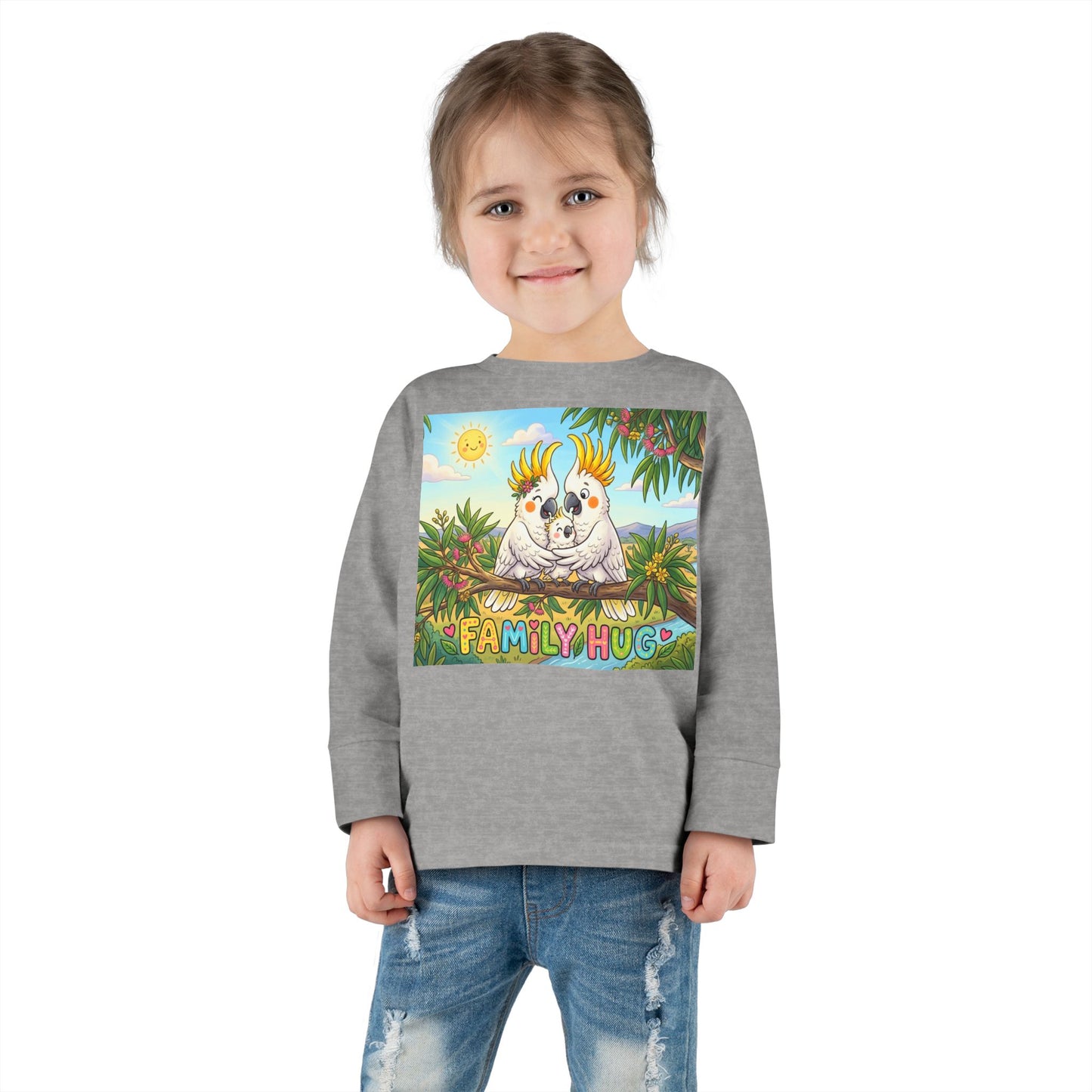 Family Hug Cockatoo Toddler Long Sleeve Tee