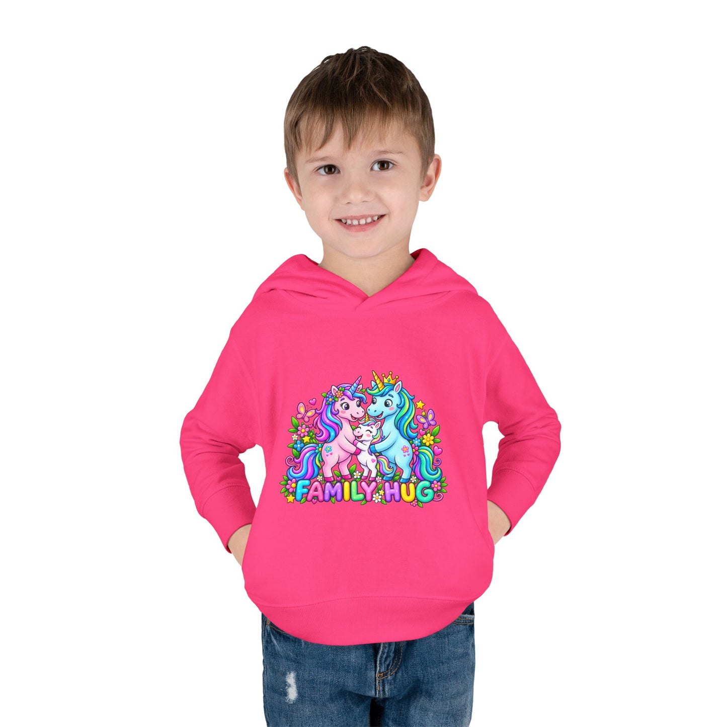 Family Hug Unicorn Toddler Pullover Fleece Hoodie