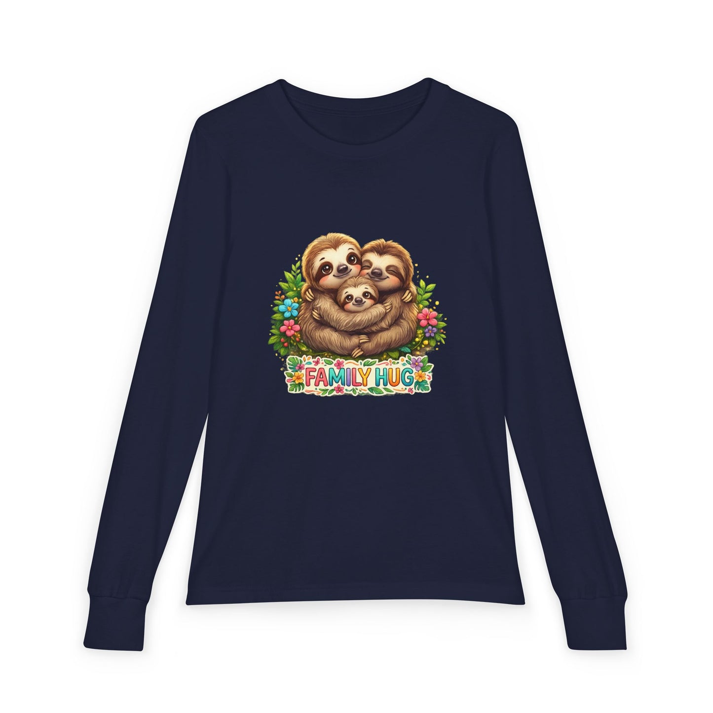 Family Hug Sloth Youth Jersey Long Sleeve Tee