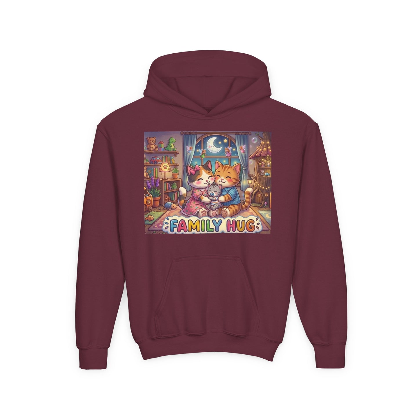 Family Hug Kitten Youth Heavy Blend Hooded Sweatshirt