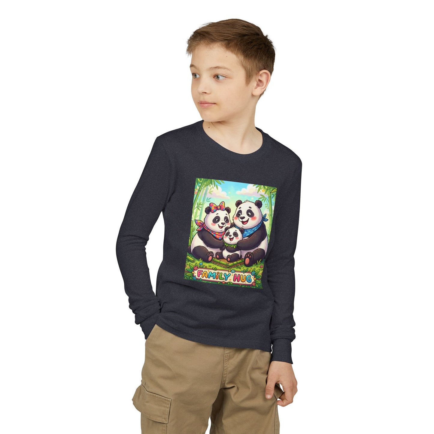 Family Hug Panda Youth Jersey Long Sleeve Tee