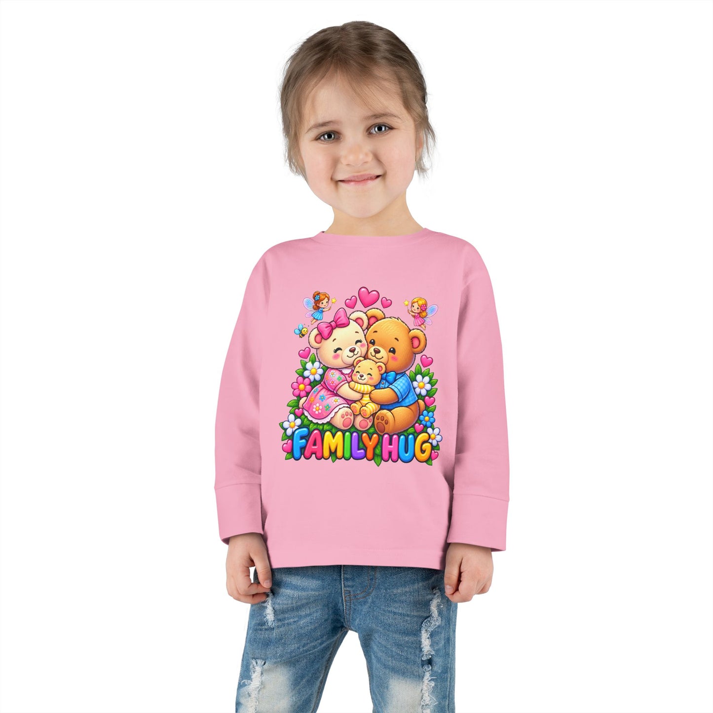 Family Hug Teddy Toddler Long Sleeve Tee