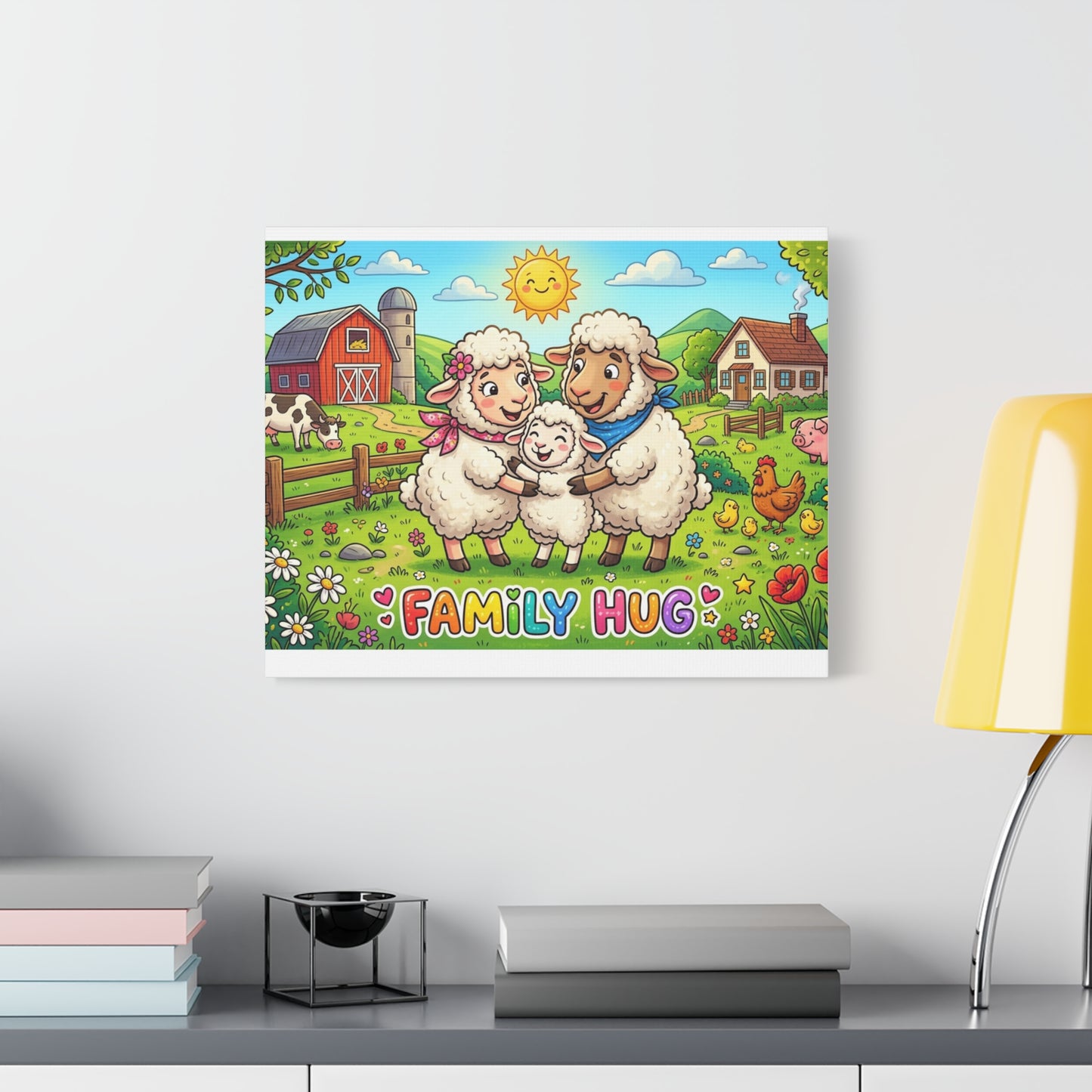 Family Hug Lamb Classic Canvas