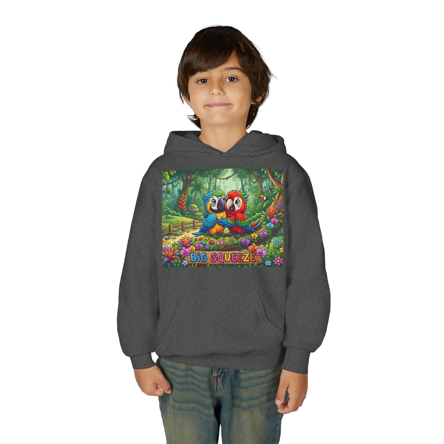 Big Squeeze Macaw Youth Heavy Blend Hooded Sweatshirt