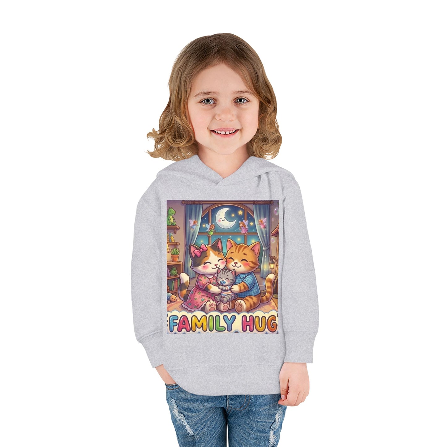 Family Hug Kitten Toddler Pullover Fleece Hoodie