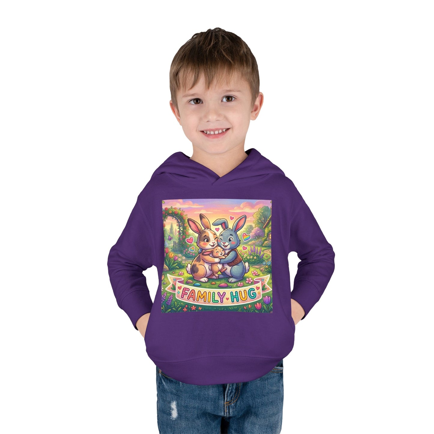Family Hug Bunny Toddler Pullover Fleece Hoodie