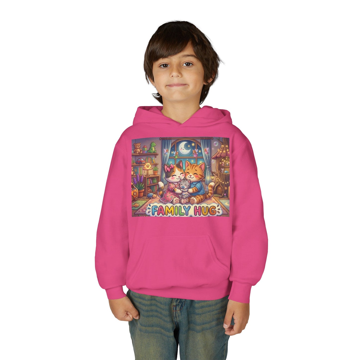 Family Hug Kitten Youth Heavy Blend Hooded Sweatshirt