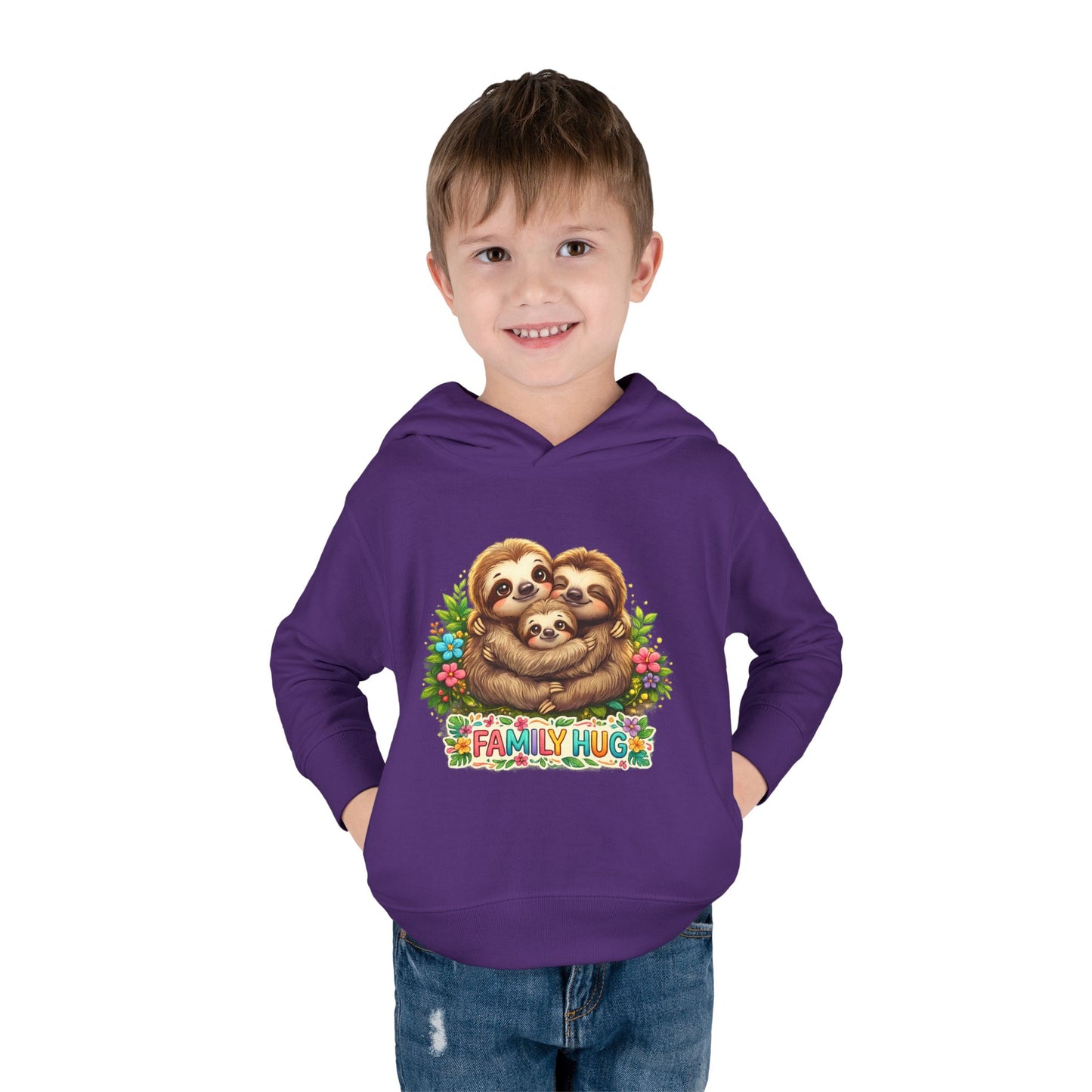 Family Hug Sloth Toddler Pullover Fleece Hoodie