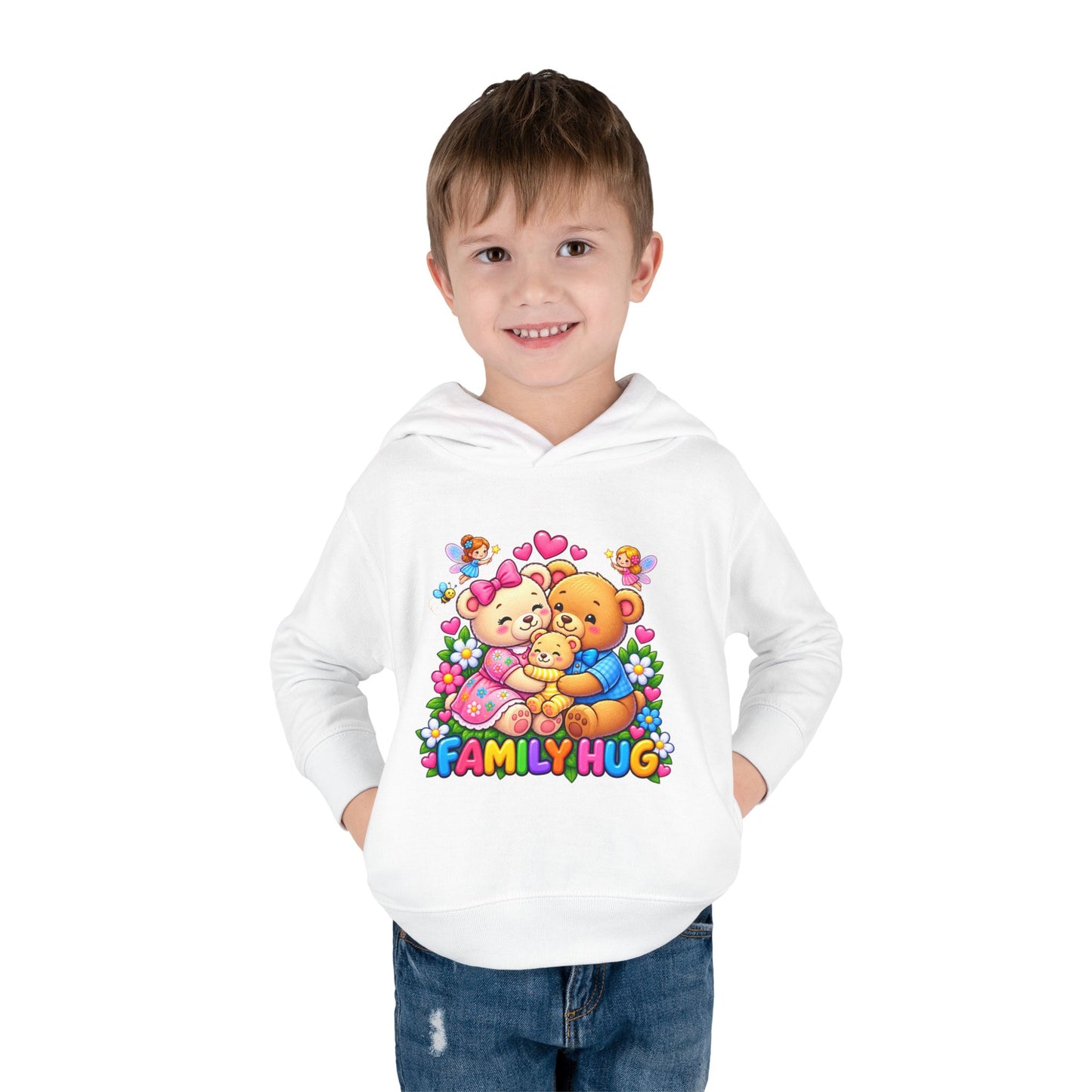 Family Hug Teddy Toddler Pullover Fleece Hoodie