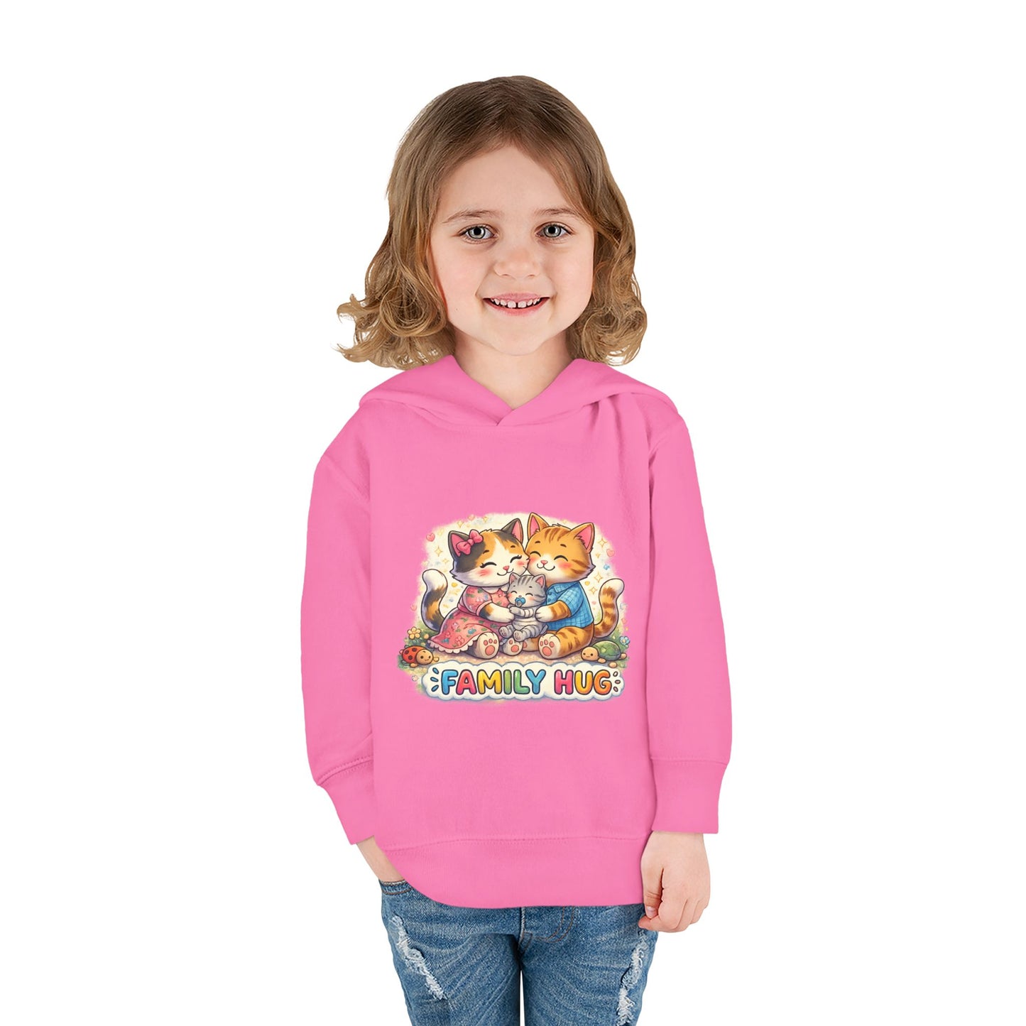 Family Hug Kitten Toddler Pullover Fleece Hoodie