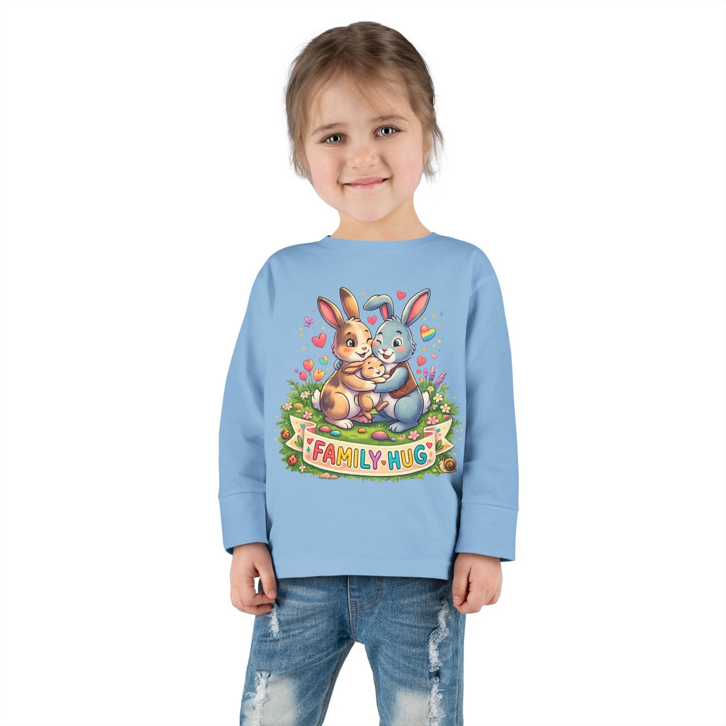 Family Hug Bunny Toddler Long Sleeve Tee