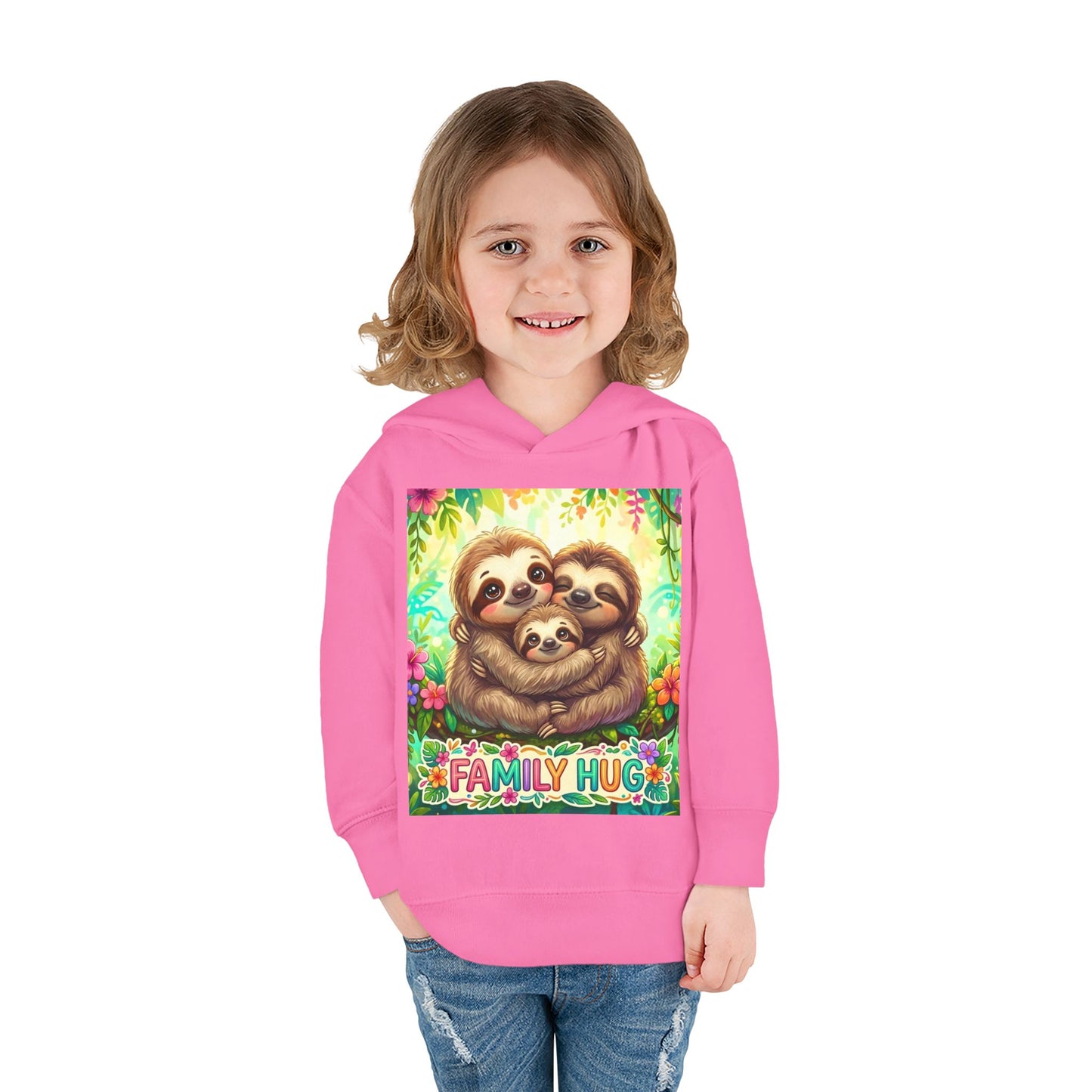 Family Hug Sloth Toddler Pullover Fleece Hoodie
