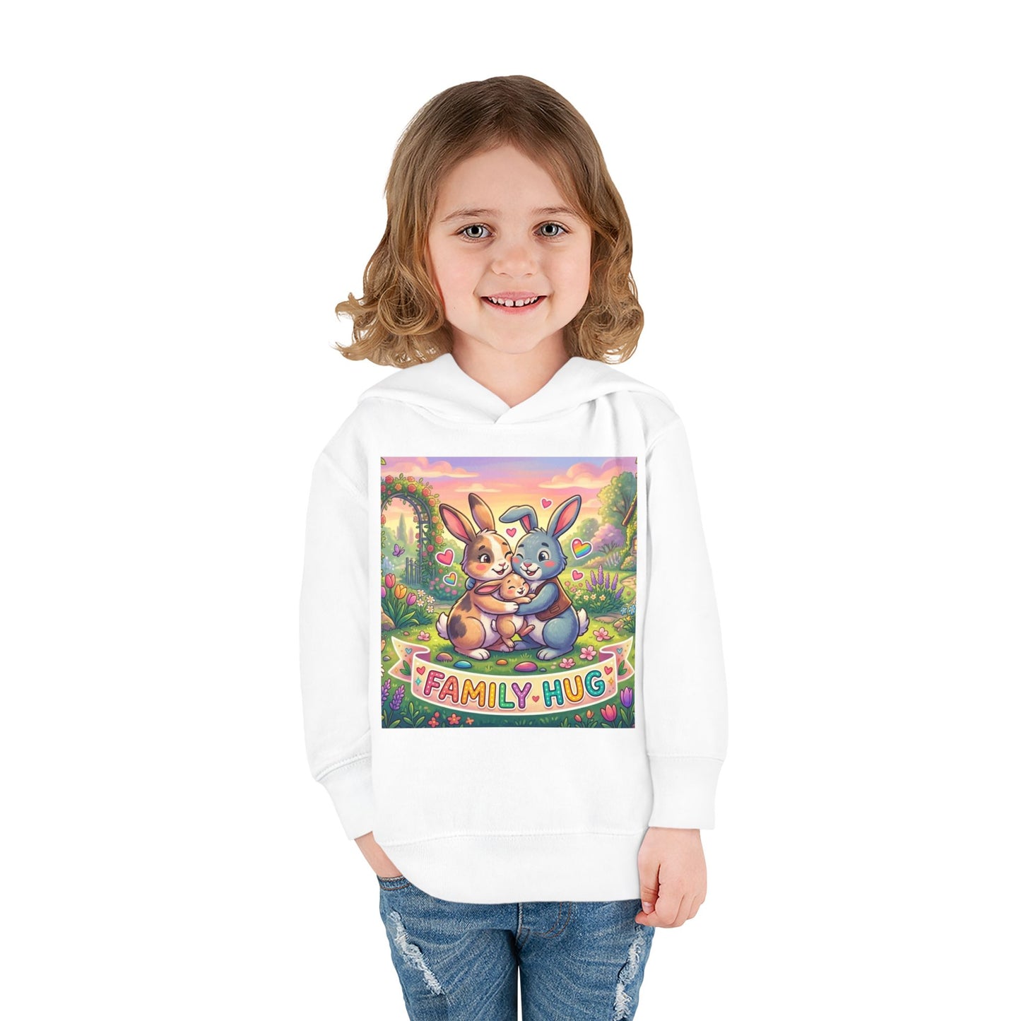 Family Hug Bunny Toddler Pullover Fleece Hoodie
