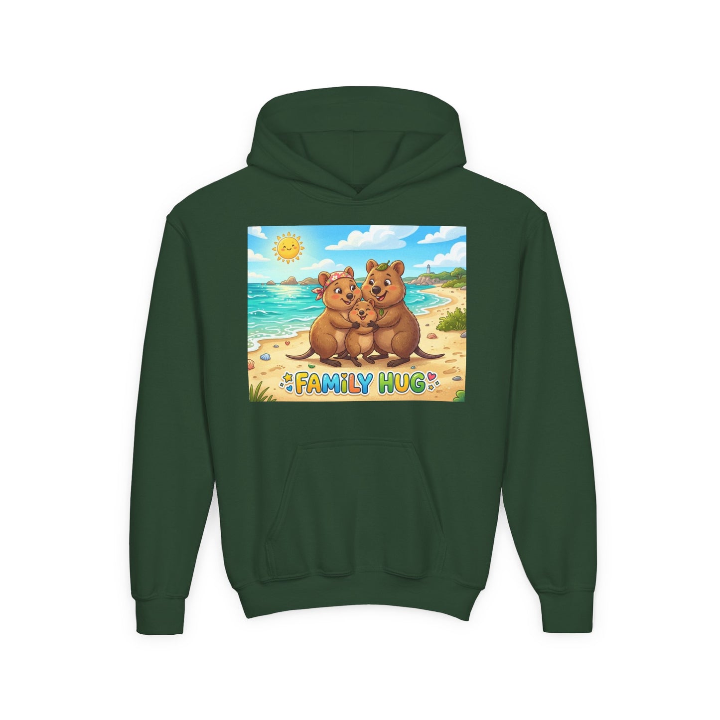 Family Hug Quokka Youth Heavy Blend Hooded Sweatshirt