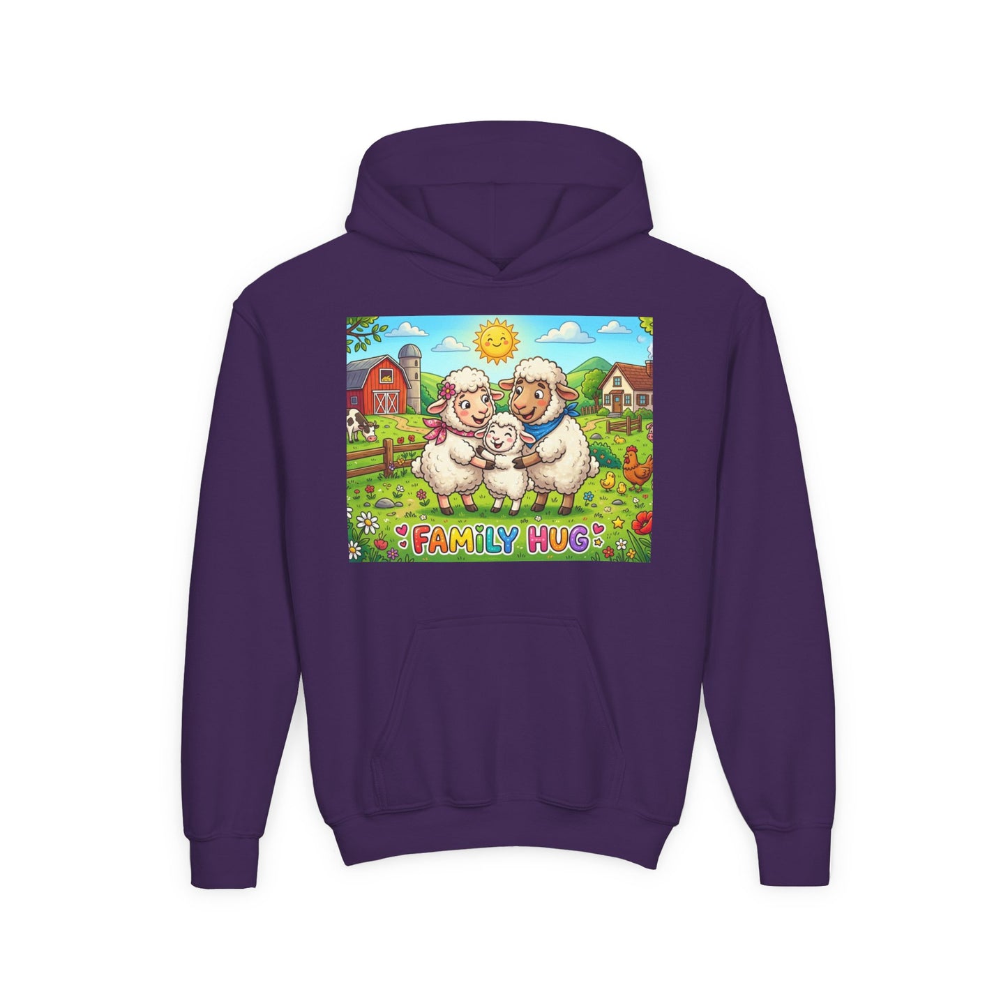 Family Hug Lamb Youth Heavy Blend Hooded Sweatshirt