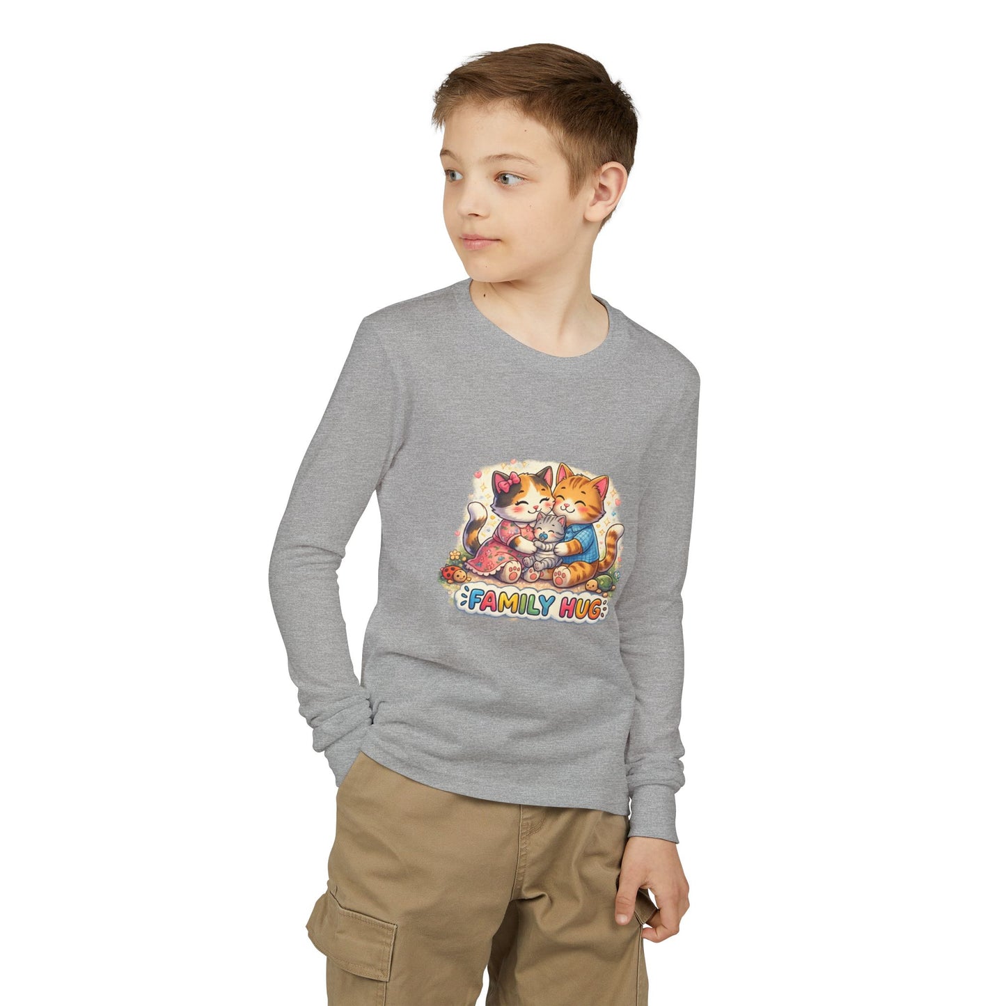 Family Hug Kitten Youth Jersey Long Sleeve Tee