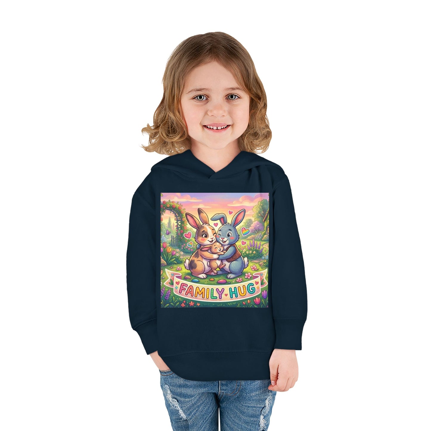 Family Hug Bunny Toddler Pullover Fleece Hoodie