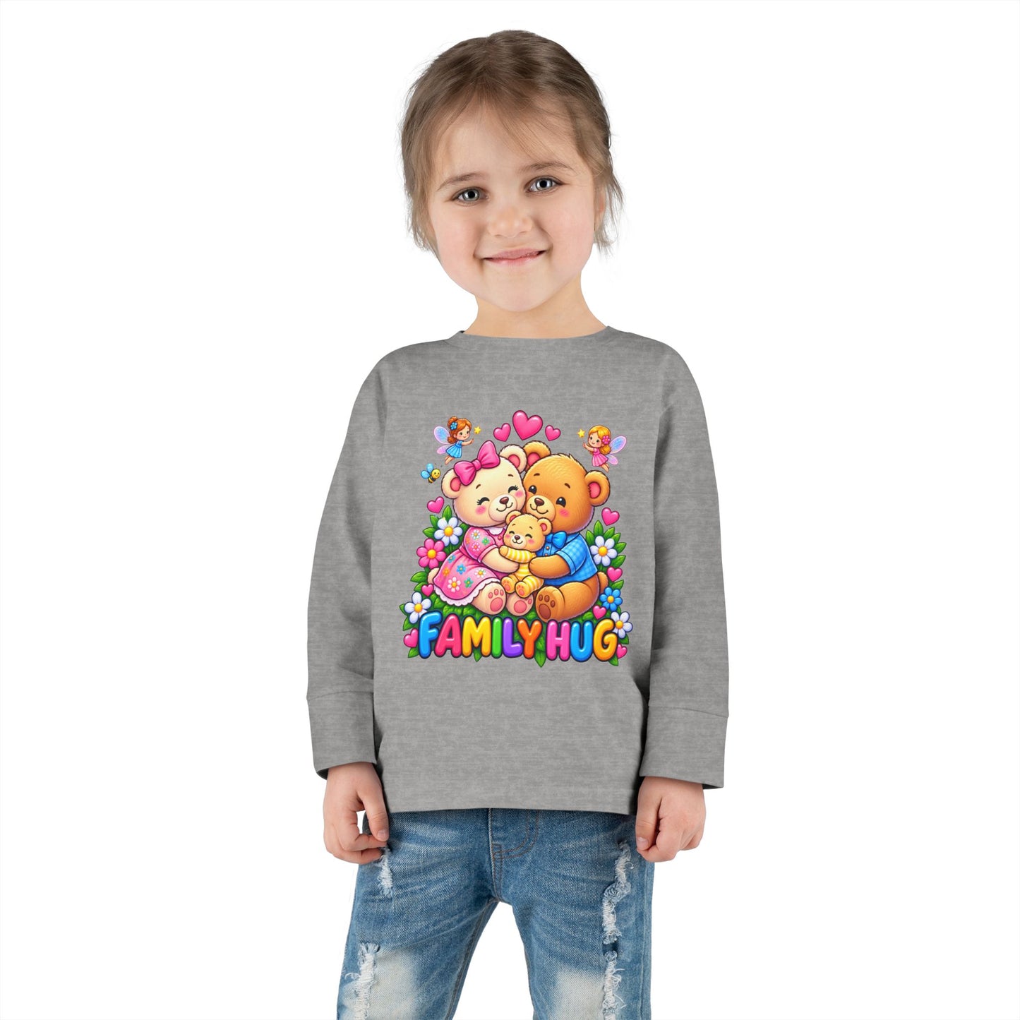 Family Hug Teddy Toddler Long Sleeve Tee