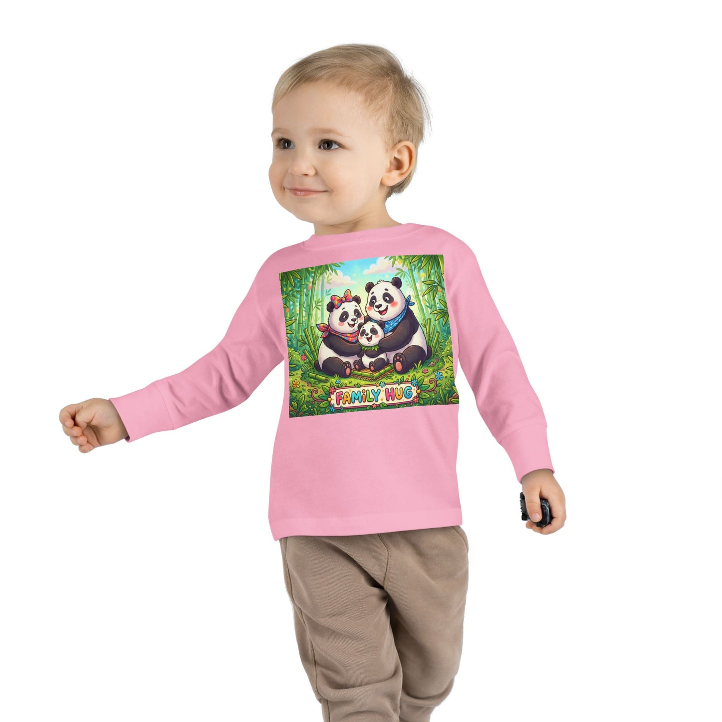 Family Hug Panda Toddler Long Sleeve Tee