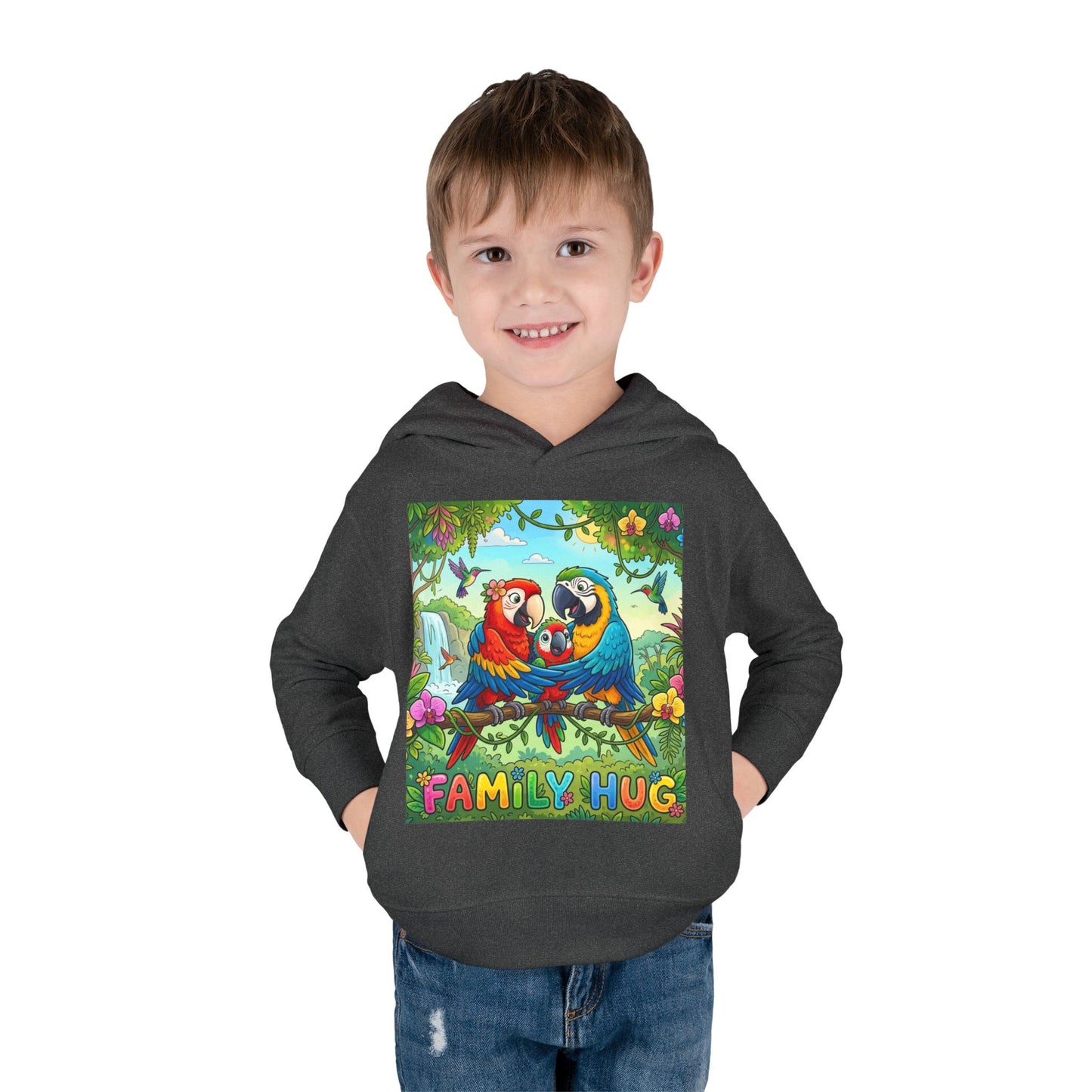 Family Hug Macaw Toddler Pullover Fleece Hoodie