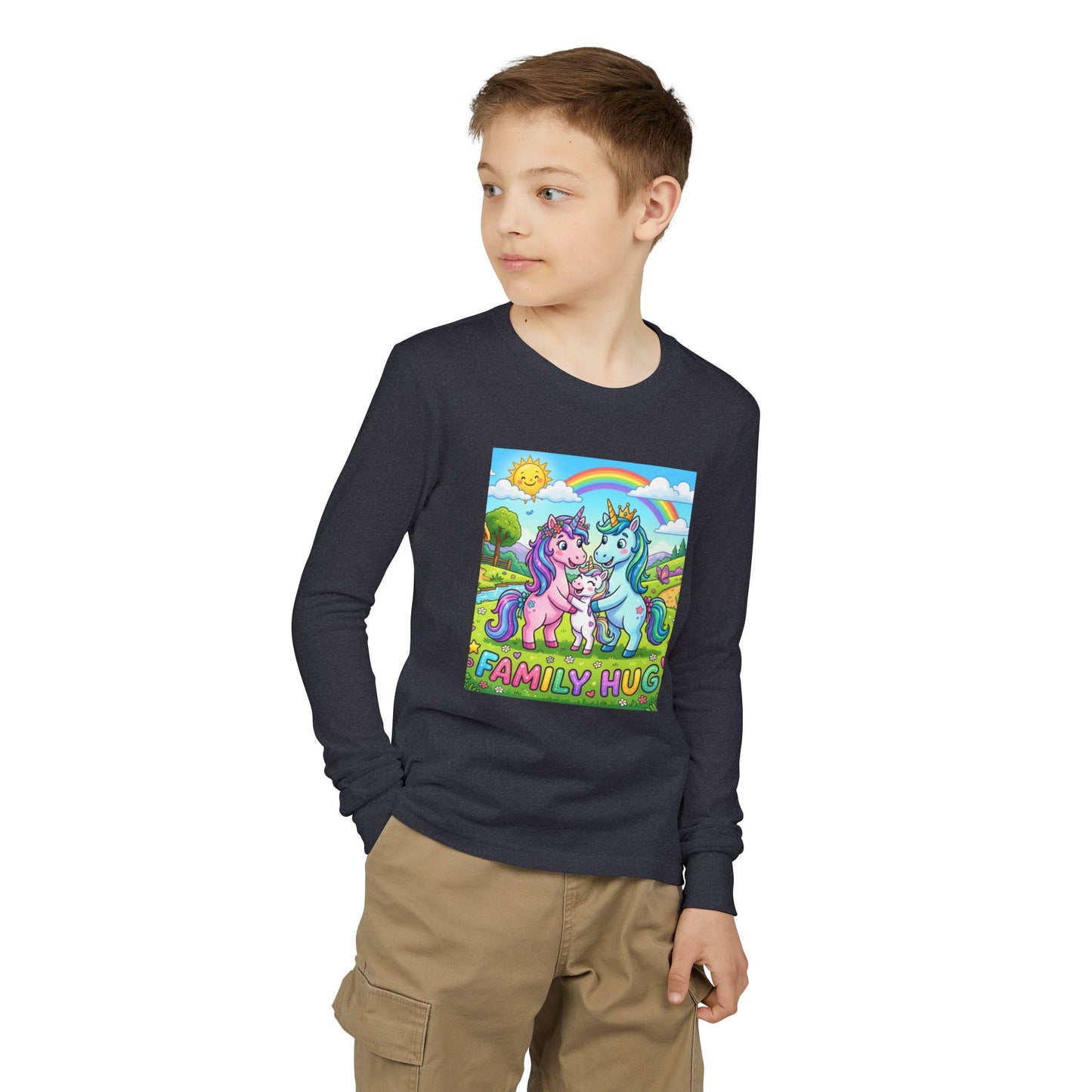 Family Hug Unicorn Youth Jersey Long Sleeve Tee