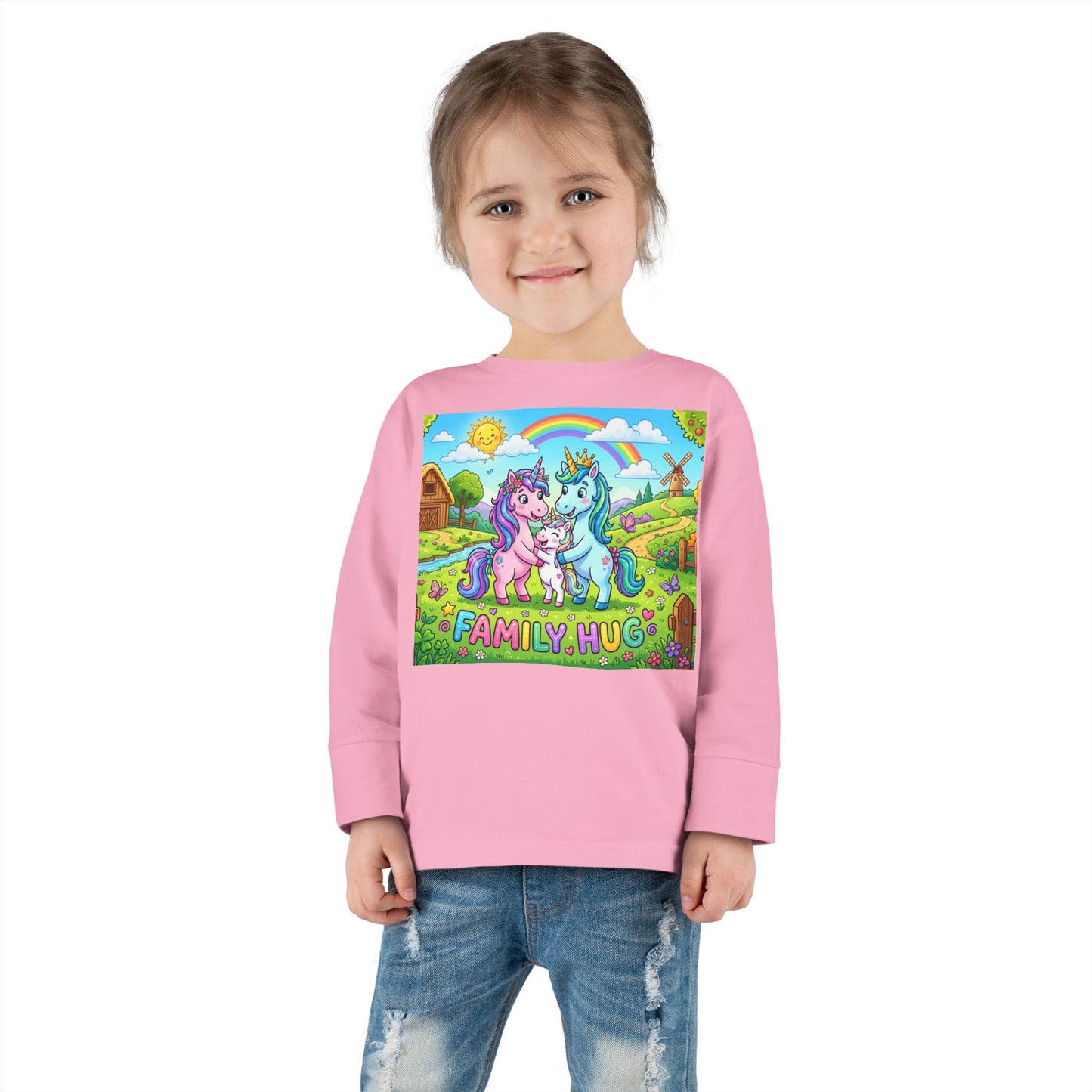 Family Hug Unicorn Toddler Long Sleeve Tee