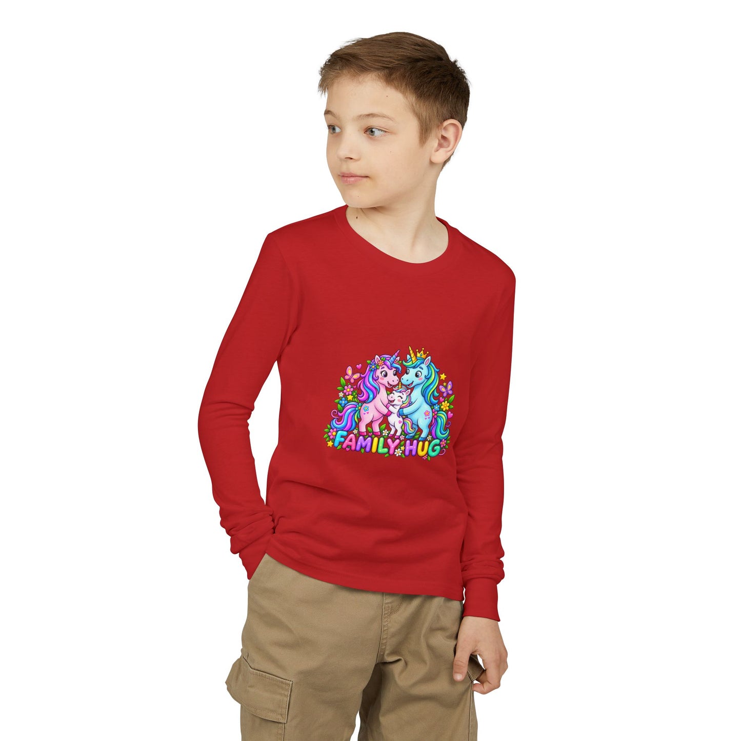 Family Hug Unicorn Youth Jersey Long Sleeve Tee