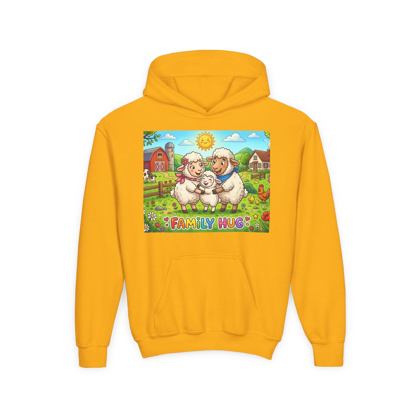 Family Hug Lamb Youth Heavy Blend Hooded Sweatshirt