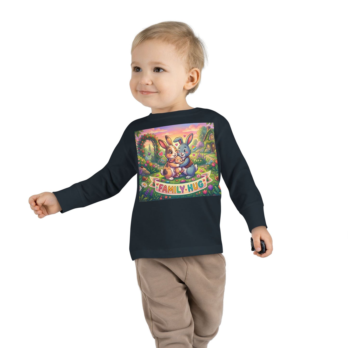 Family Hug Bunny Toddler Long Sleeve Tee