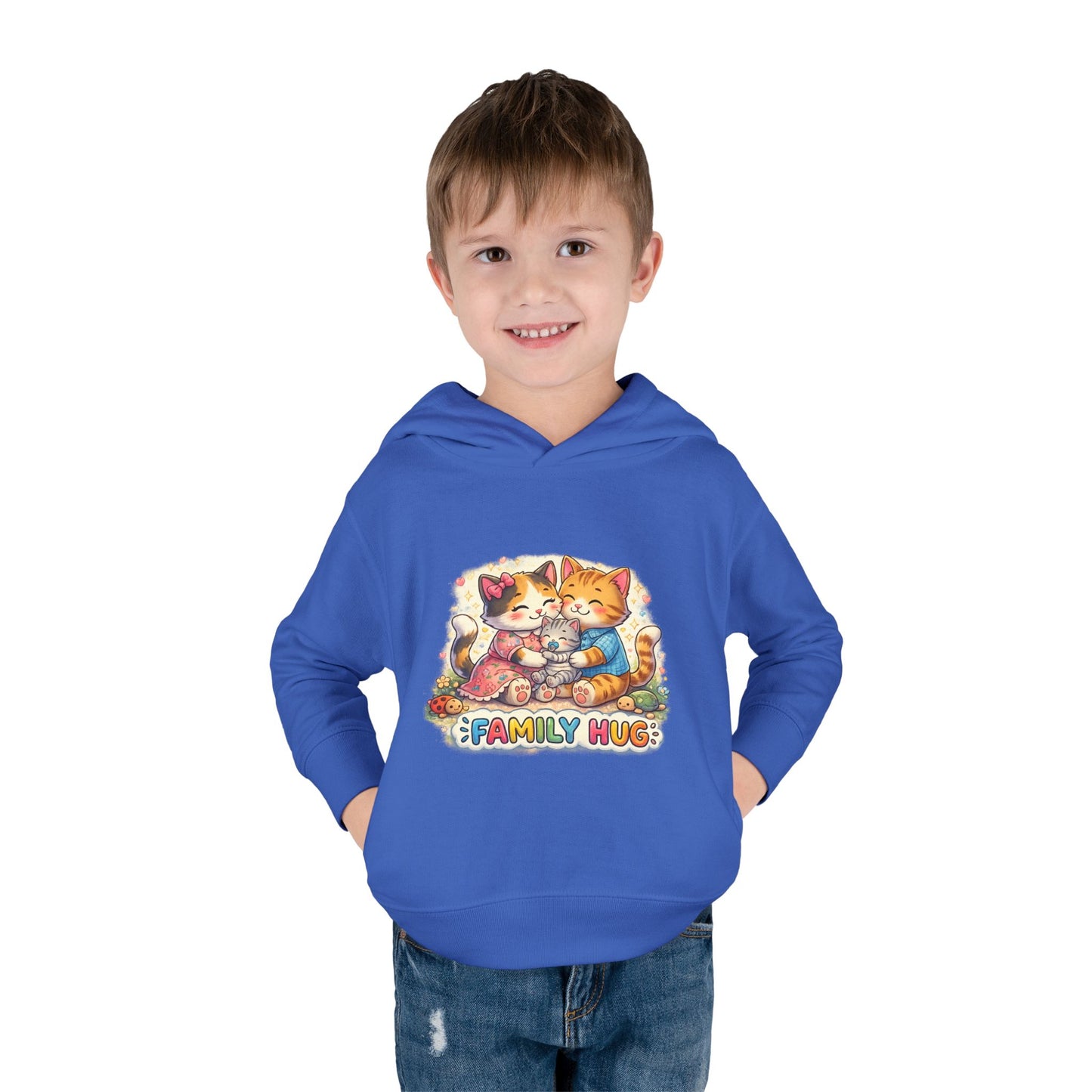Family Hug Kitten Toddler Pullover Fleece Hoodie