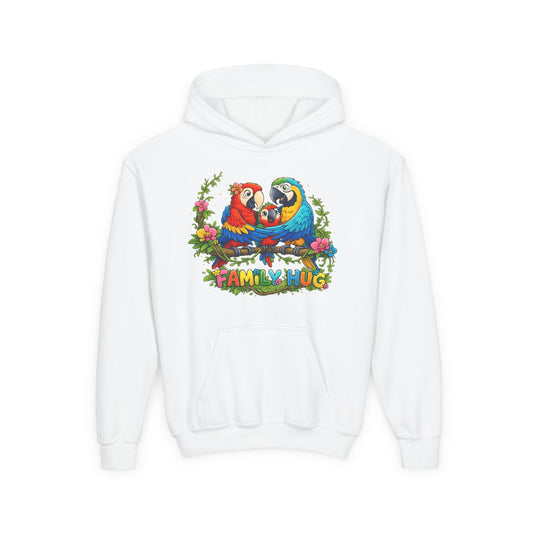 Family Hug Macaw Youth Heavy Blend Hooded Sweatshirt
