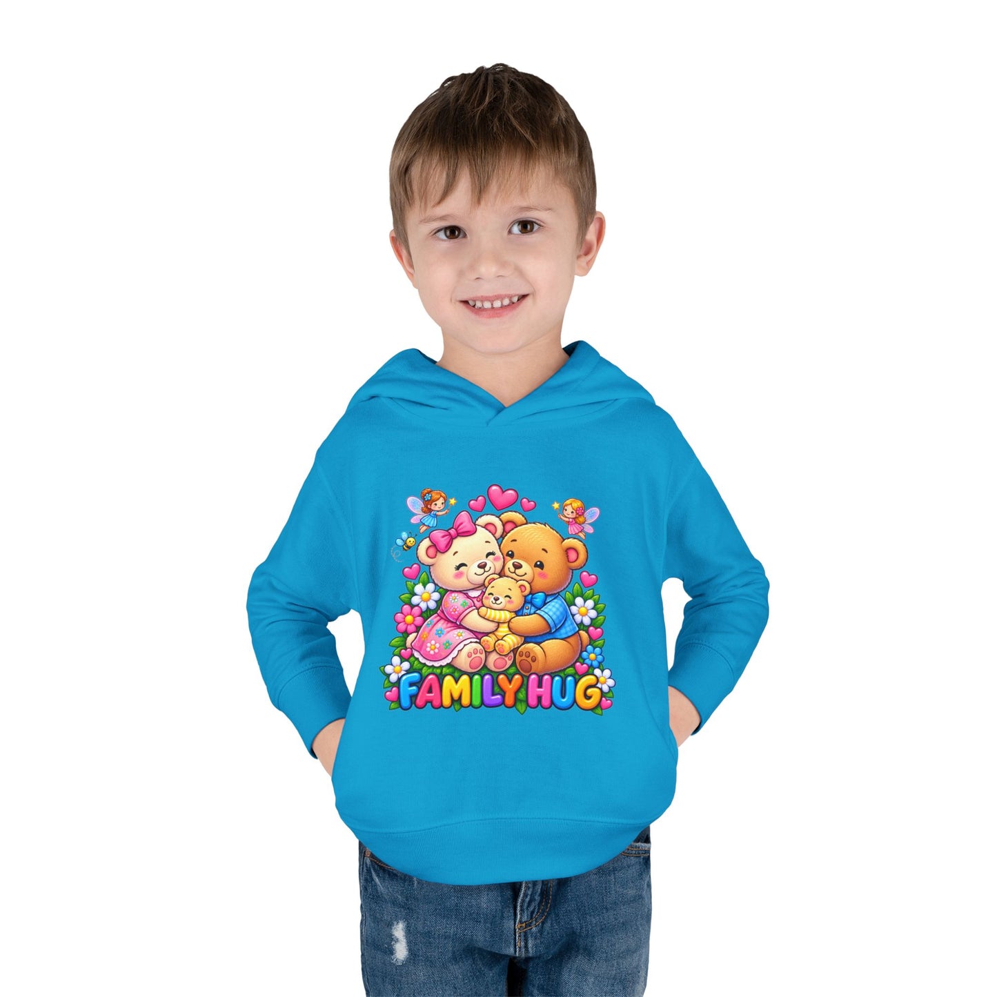Family Hug Teddy Toddler Pullover Fleece Hoodie