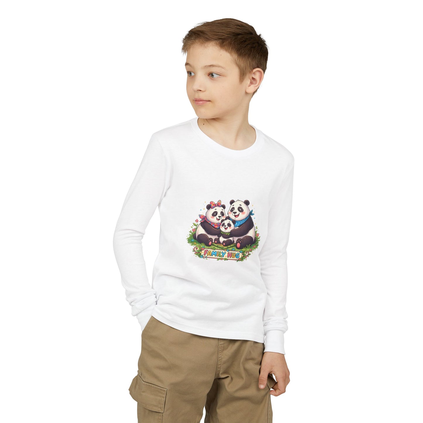 Family Hug Panda Youth Jersey Long Sleeve Tee