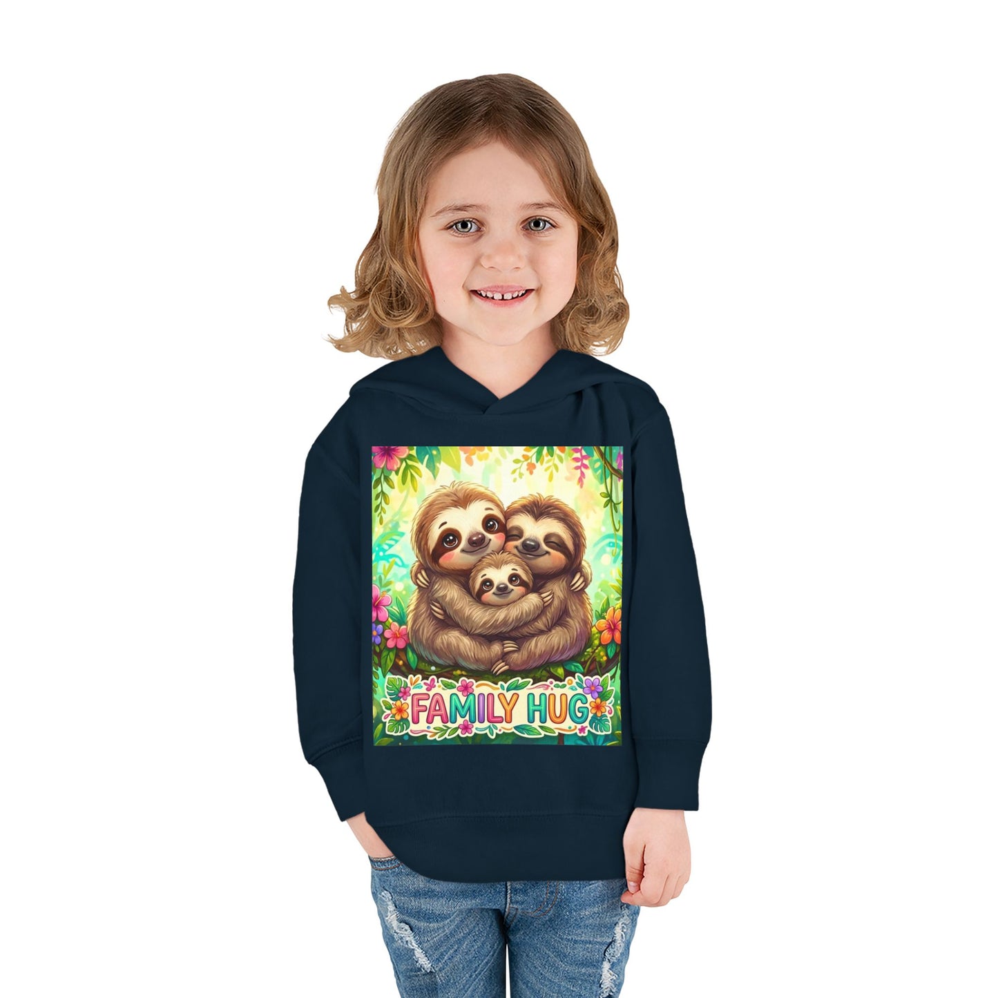 Family Hug Sloth Toddler Pullover Fleece Hoodie