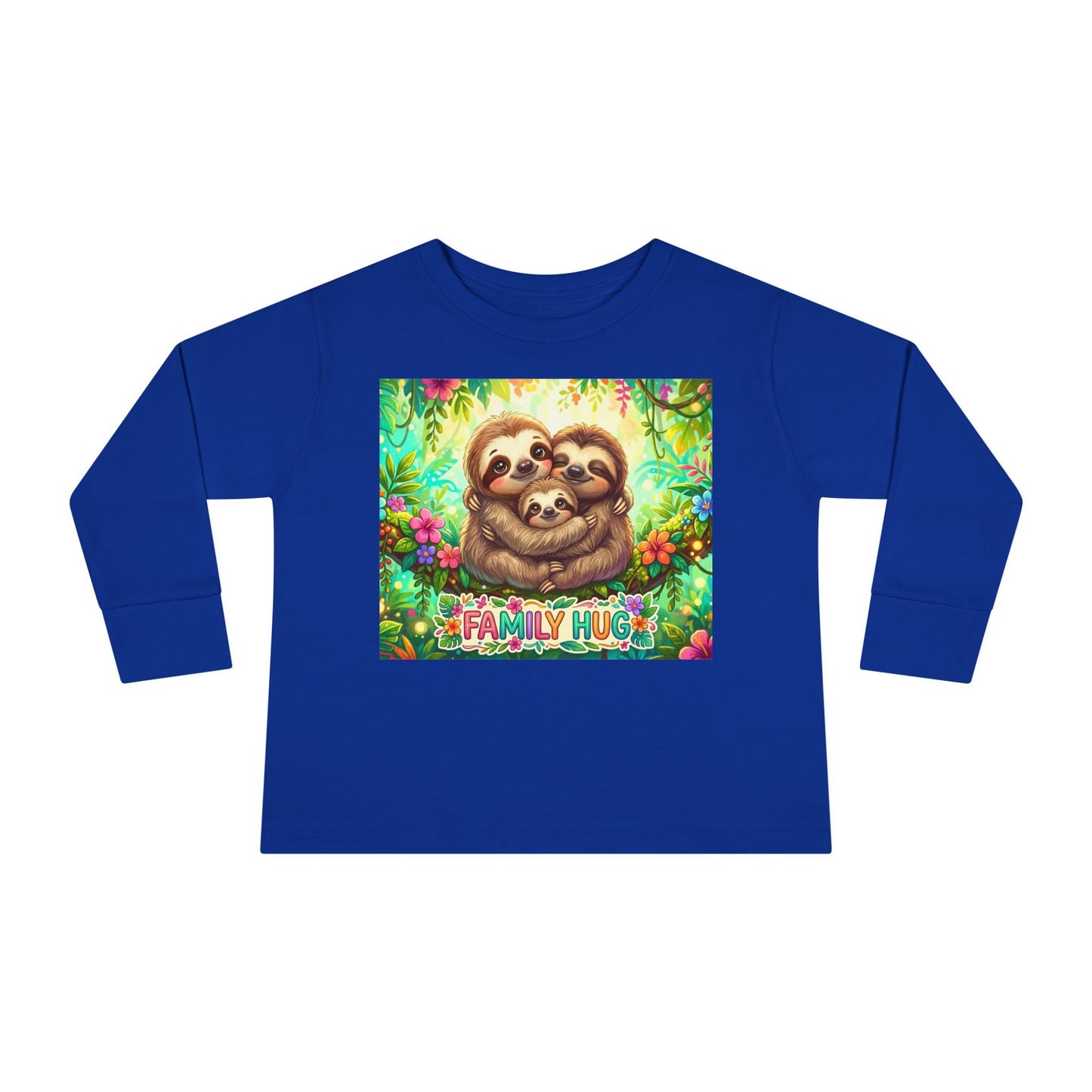 Family Hug Sloth Toddler Long Sleeve Tee