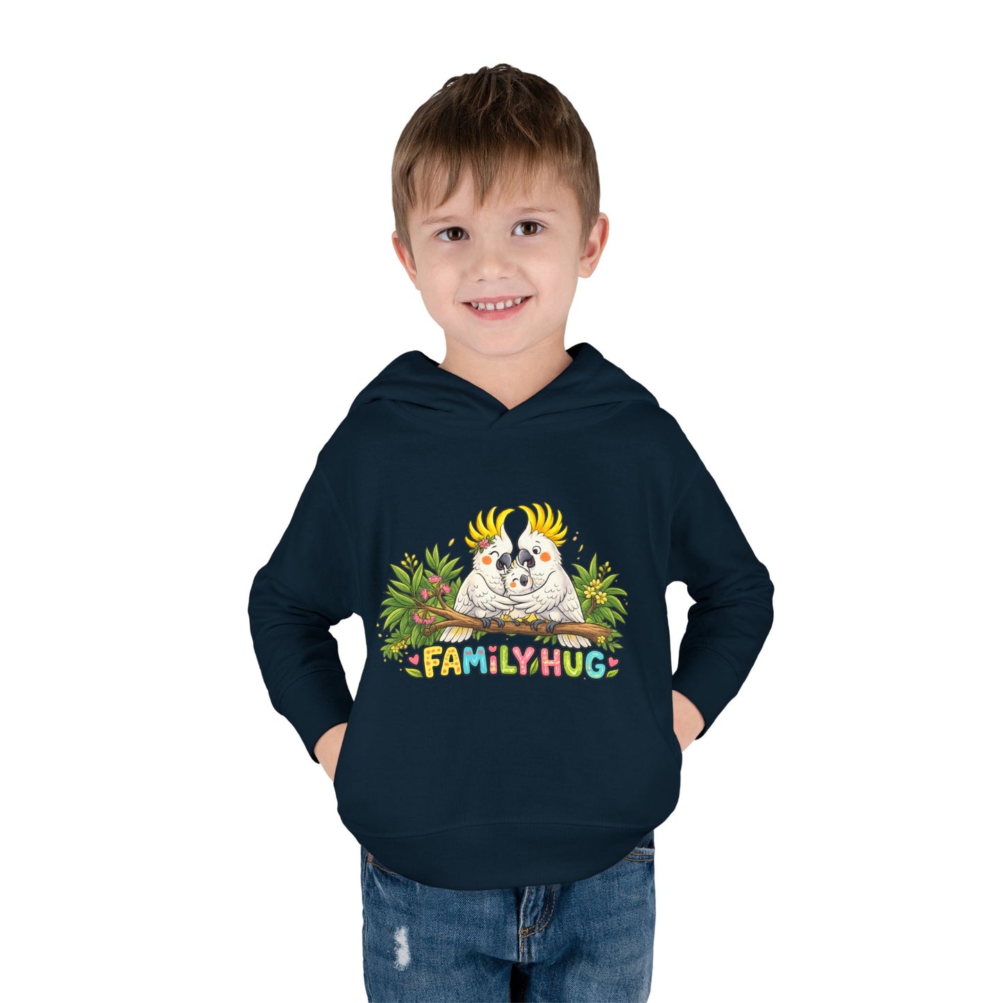 Family Hug Cockatoo Toddler Pullover Fleece Hoodie