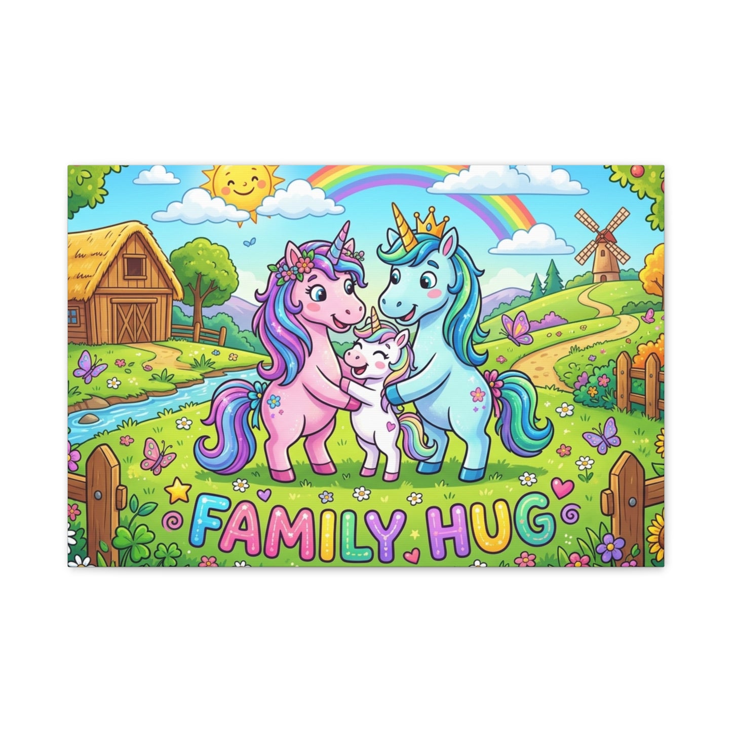 Family Hug Unicorn Classic Canvas