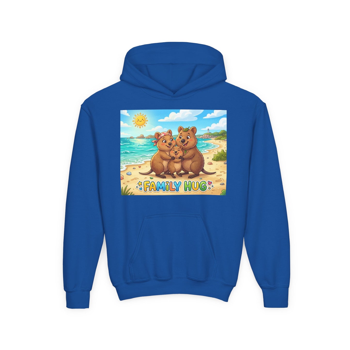 Family Hug Quokka Youth Heavy Blend Hooded Sweatshirt