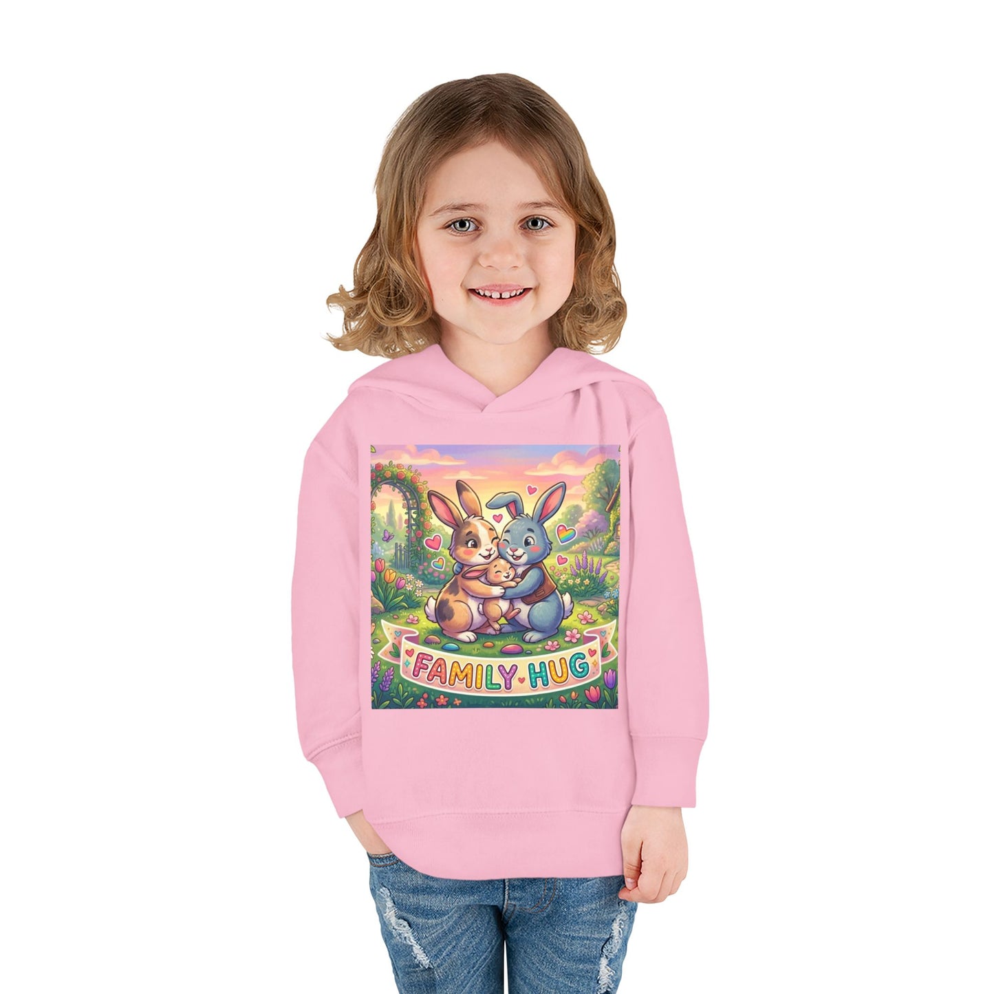 Family Hug Bunny Toddler Pullover Fleece Hoodie