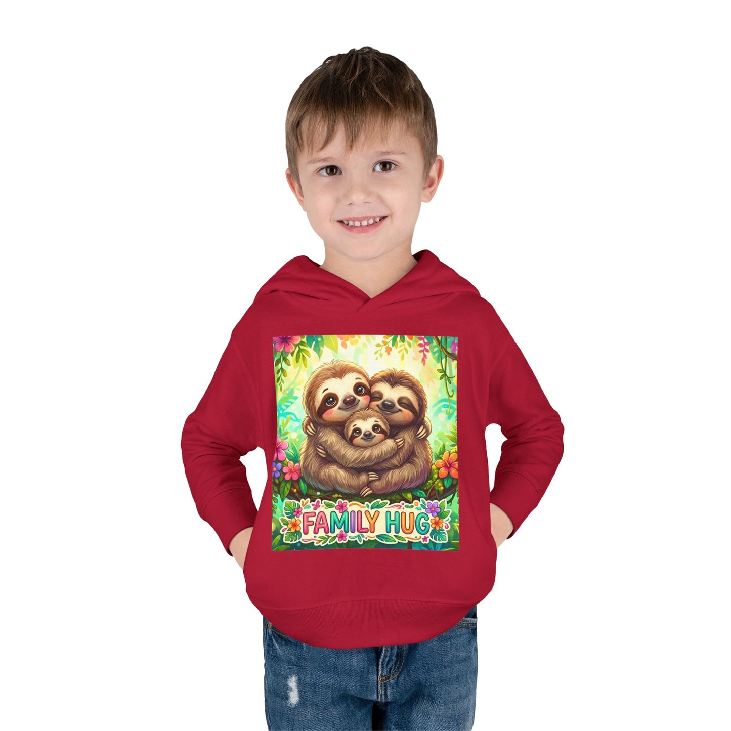 Family Hug Sloth Toddler Pullover Fleece Hoodie