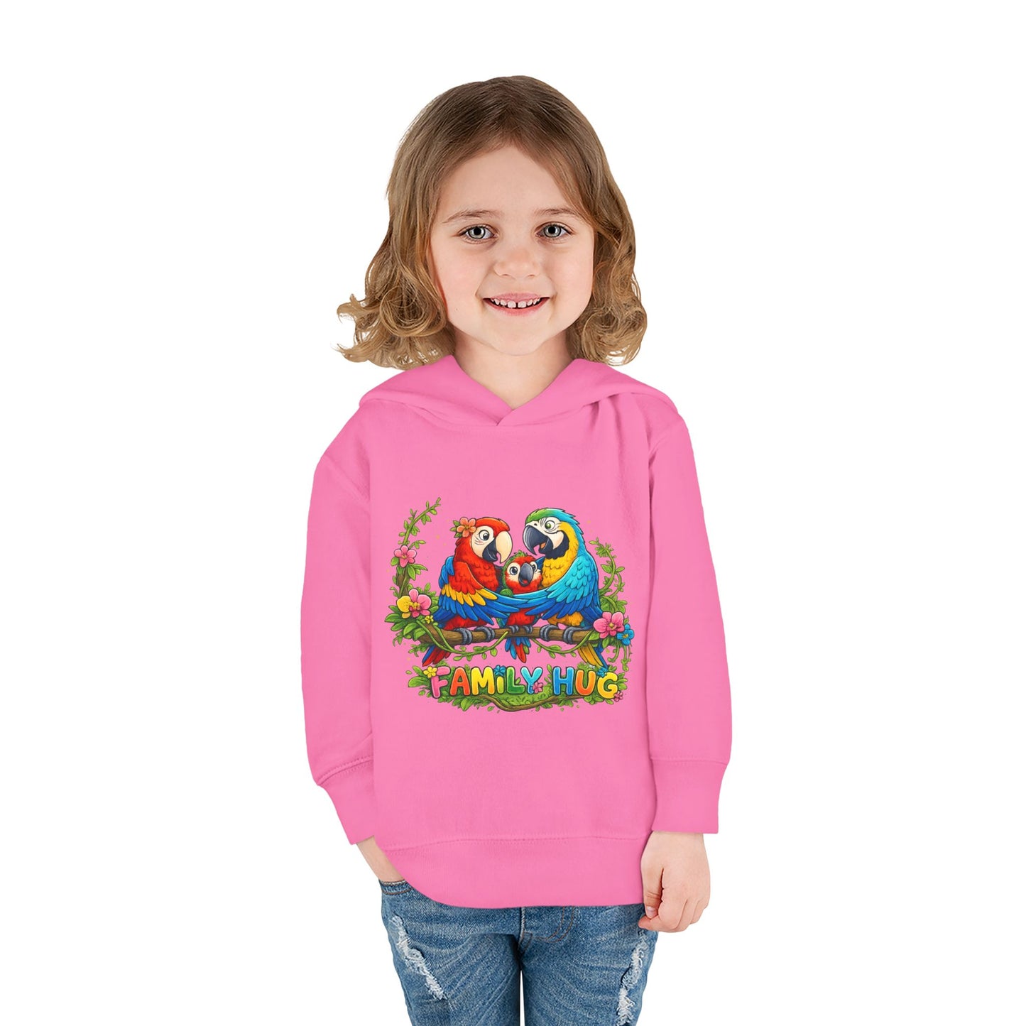Family Hug Macaw Toddler Pullover Fleece Hoodie