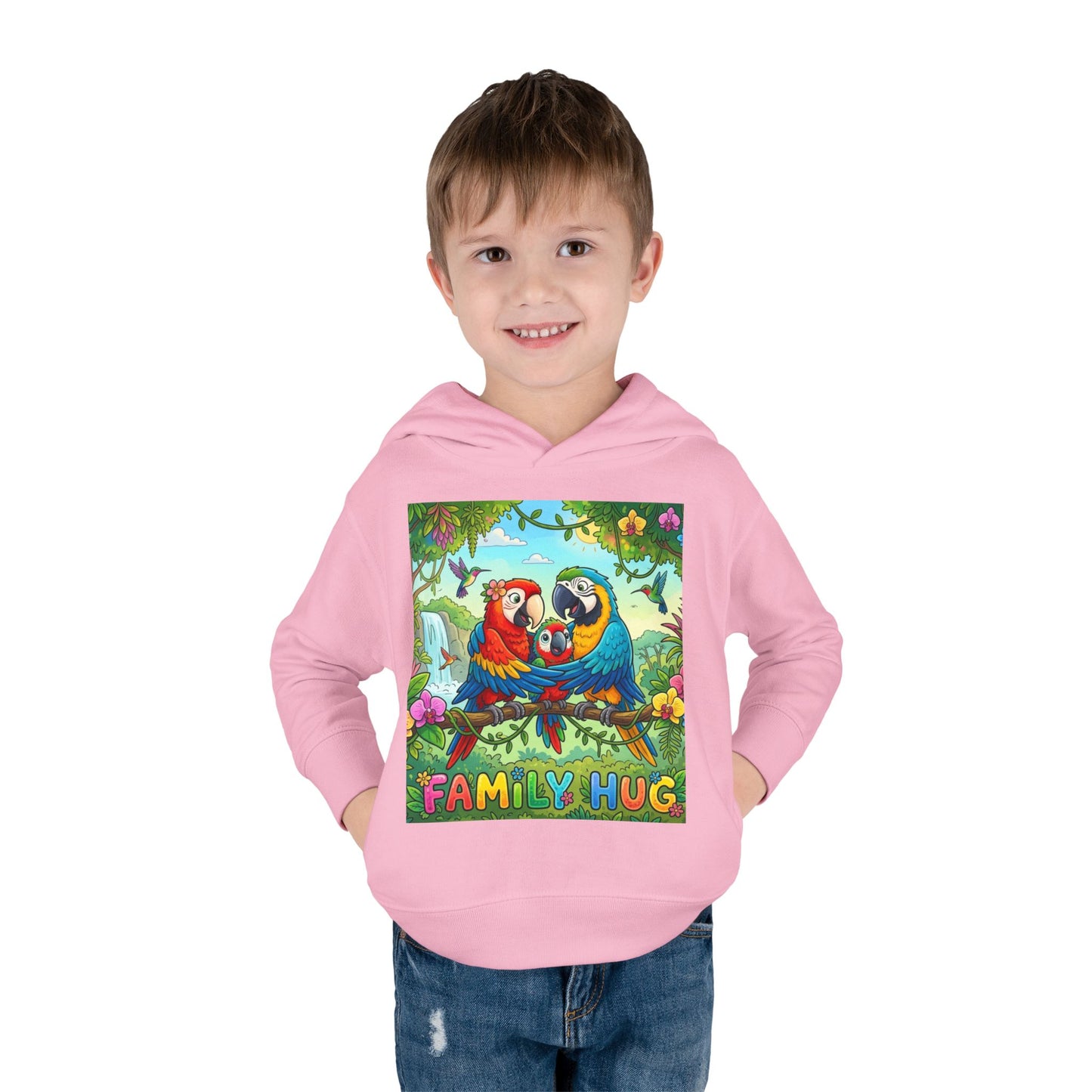 Family Hug Macaw Toddler Pullover Fleece Hoodie