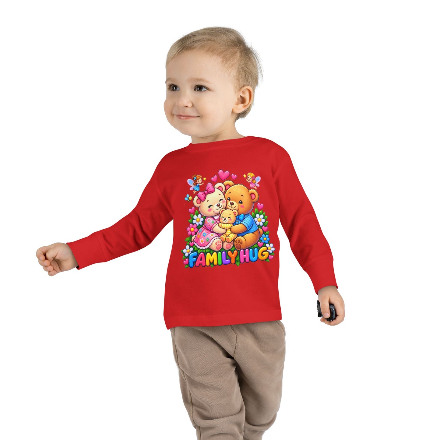 Family Hug Teddy Toddler Long Sleeve Tee