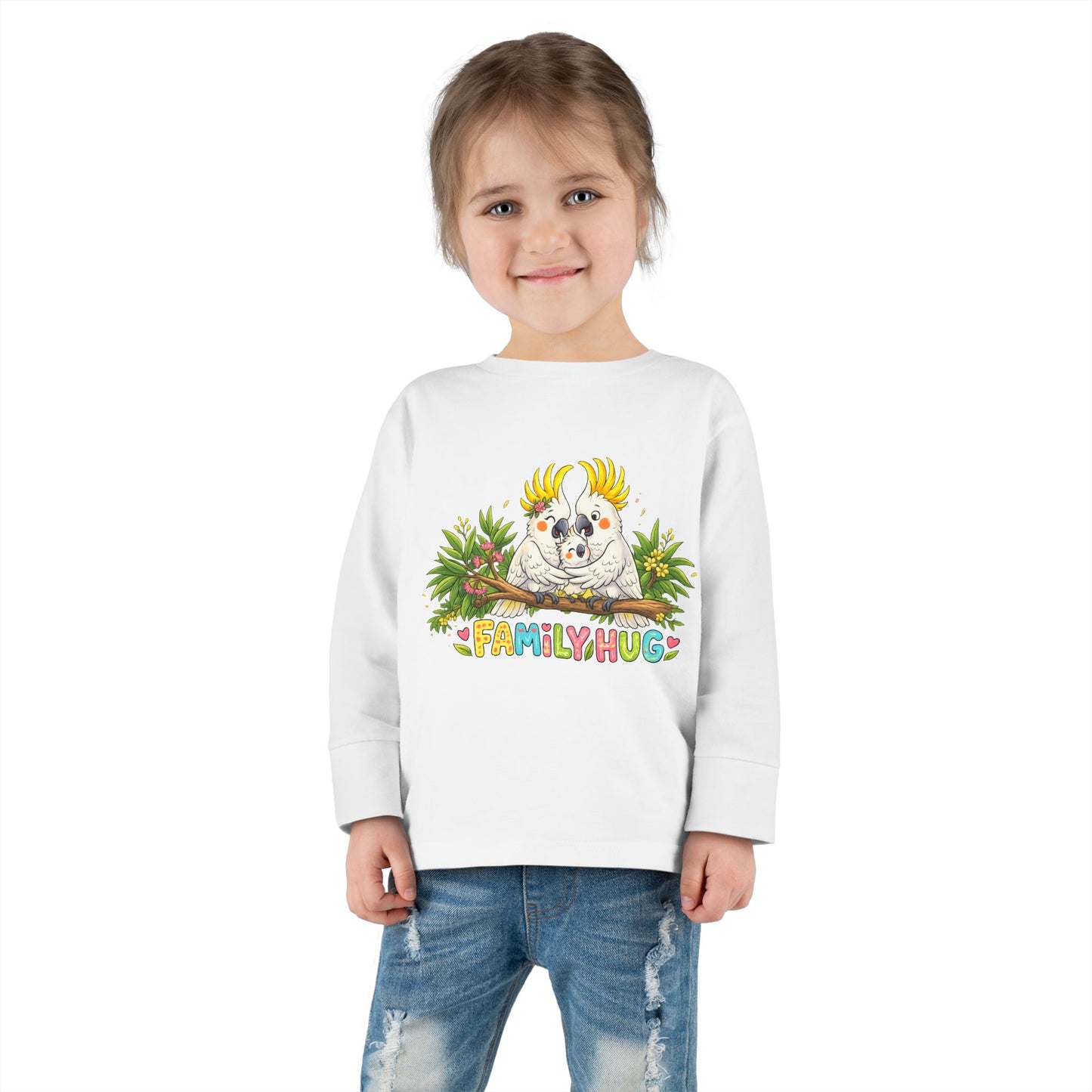 Family Hug Cockatoo Toddler Long Sleeve Tee
