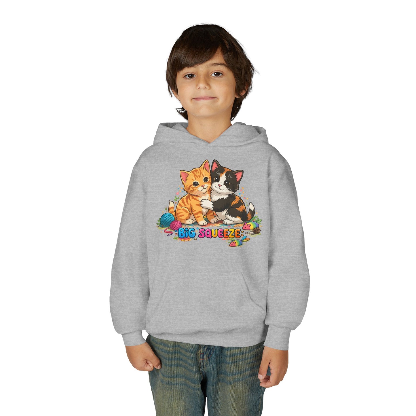 Big Squeeze Kitten Youth Heavy Blend Hooded Sweatshirt