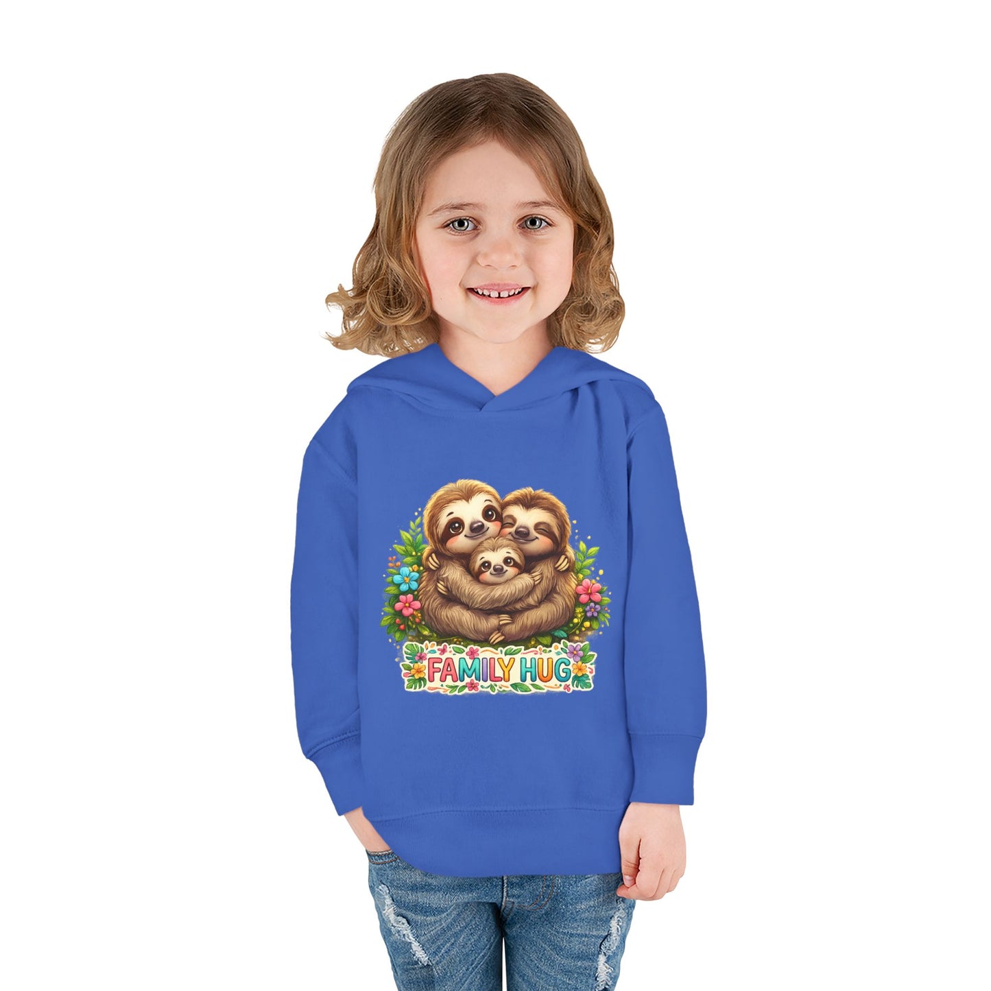 Family Hug Sloth Toddler Pullover Fleece Hoodie