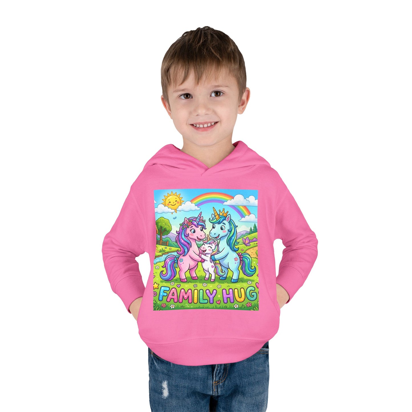 Family Hug Unicorn Toddler Pullover Fleece Hoodie