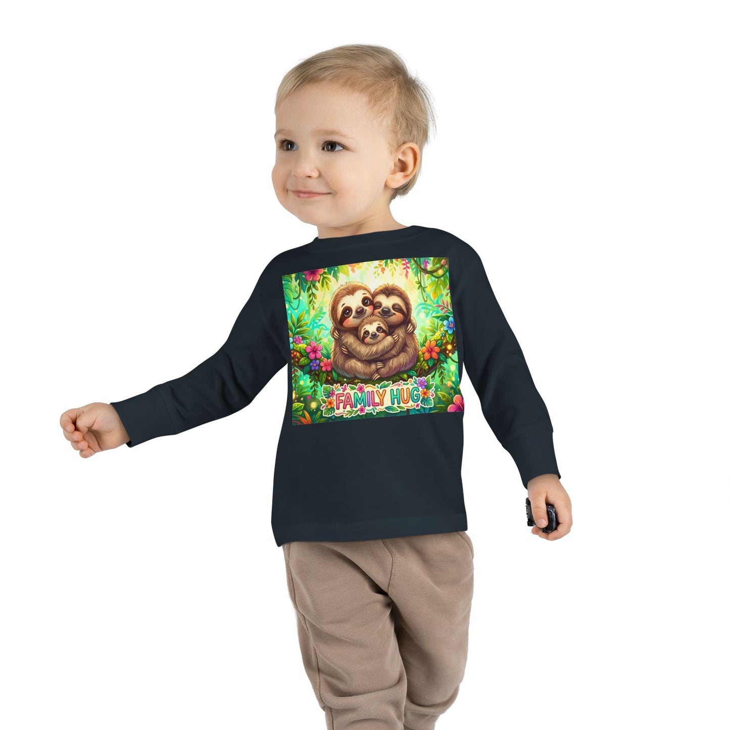 Family Hug Sloth Toddler Long Sleeve Tee
